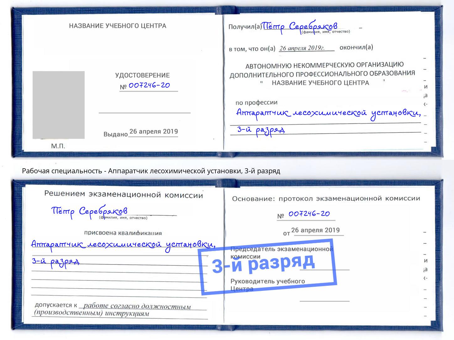 корочка 3-й разряд Аппаратчик лесохимической установки Калуга